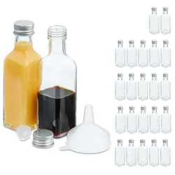 Relaxdays Kleine Flaschen im Set 100 ml Silber,Transparent