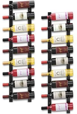 Sorbus Wall Mounted Wine Rack, 9-Bottle Single Row Display, Black
