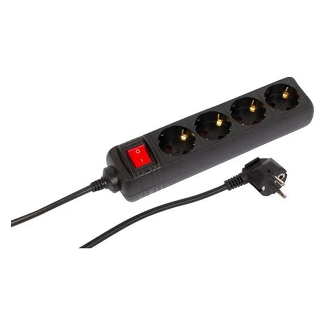 MicroConnect 4-way Schuko Socket on/off (4x, CEE 7/3, 5 m) (MC-GRU0045BS)