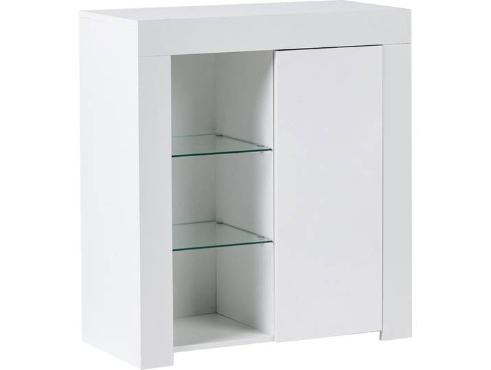 BELIANI Sideboard Weiß MDF Glas mit LED Beleuchtung Modernes Design Minimalistischer Stil Stauraum Aufbewahrung für Wohnzimmer Schlafzimmer