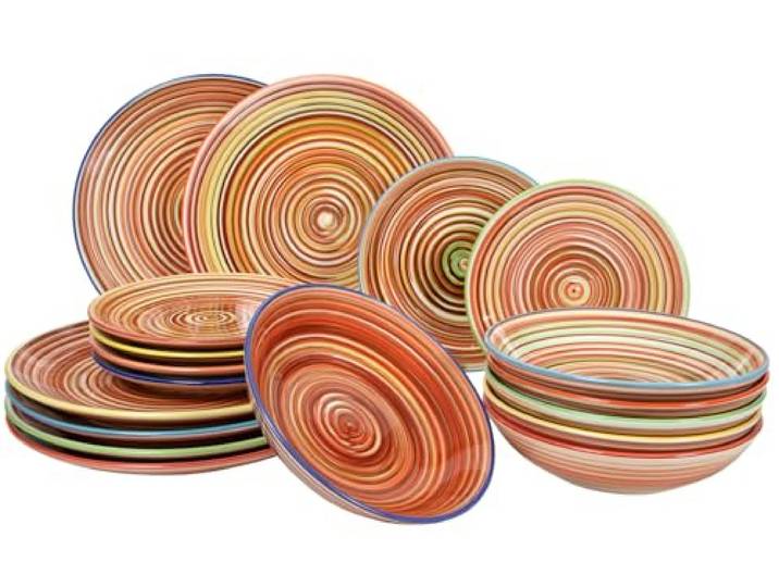Cookinglife Geschirrset Rhythm & Lines, 18-teilig für 6 Personen, Steingut, spülmaschinen-, mikrowellen- und ofengeeignet