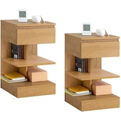 NACHTTISCH 2er Set, Beistelltisch Natur 39x39x65 cm