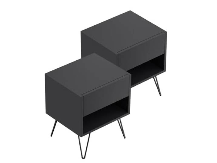 2er Set Nachttisch Dion 40cm SoftClose stehend Grafit Softtouch