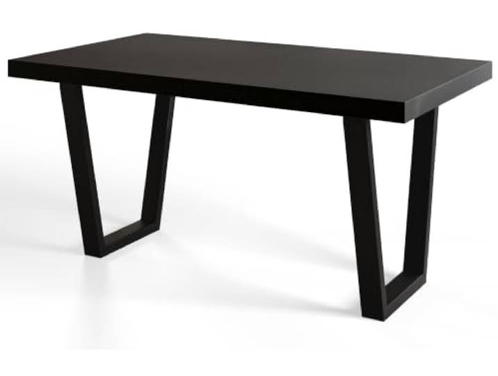 AlpiMeble Rechteckiger Esstisch, Stabile Metallbeine, 140x80 cm, Schwarz Moderner Wohnzimmertisch, Küchentisch und Esszimmertisch, Tisch mit stabile Konstruktion, Kollektion Loft Trapez