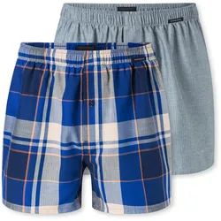 2 Schiesser Web-Boxer - Herren - Gr. M/5 - blau/kariert