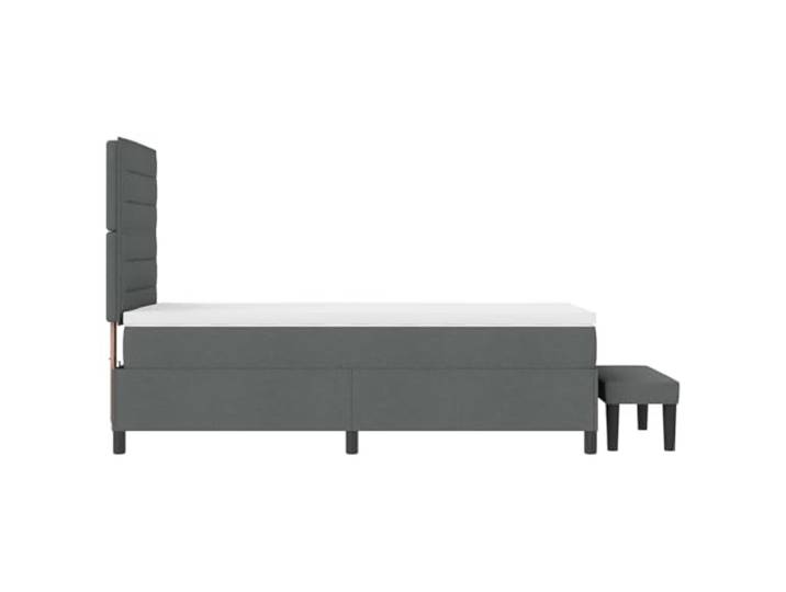 KTHLBRH Boxspringbett dunkelgrau 90 x 190 cm Stoff Kopfteil verstellbar, 2 Ebenen, Gestell aus Holz, Kissen inklusive