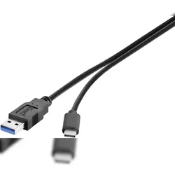 renkforce USB 3.2 Gen2 (USB 3.1 Gen2) 10 Gbps Anschlusskabel A/USB-CTM Schwarz 50.00 cm