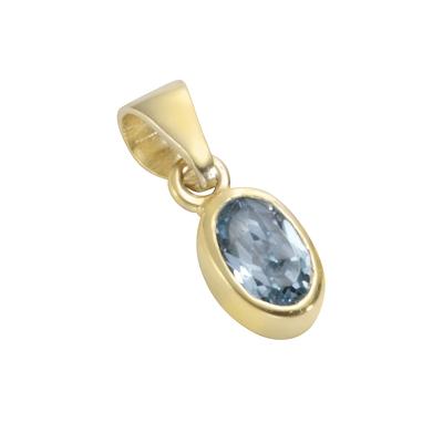 Kettenanhänger VIVANCE "585/- Gelbgold glanz Blautopas", gelb, Schmuckanhänger, Damen, one-size, Gold, 0,7 g, Kettenanhänger