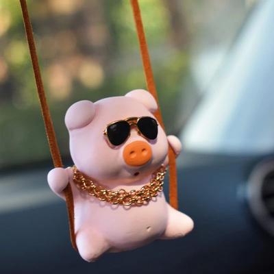 Uplift Treasures Cute Pink Swing Pig Car Hanging Ornament e