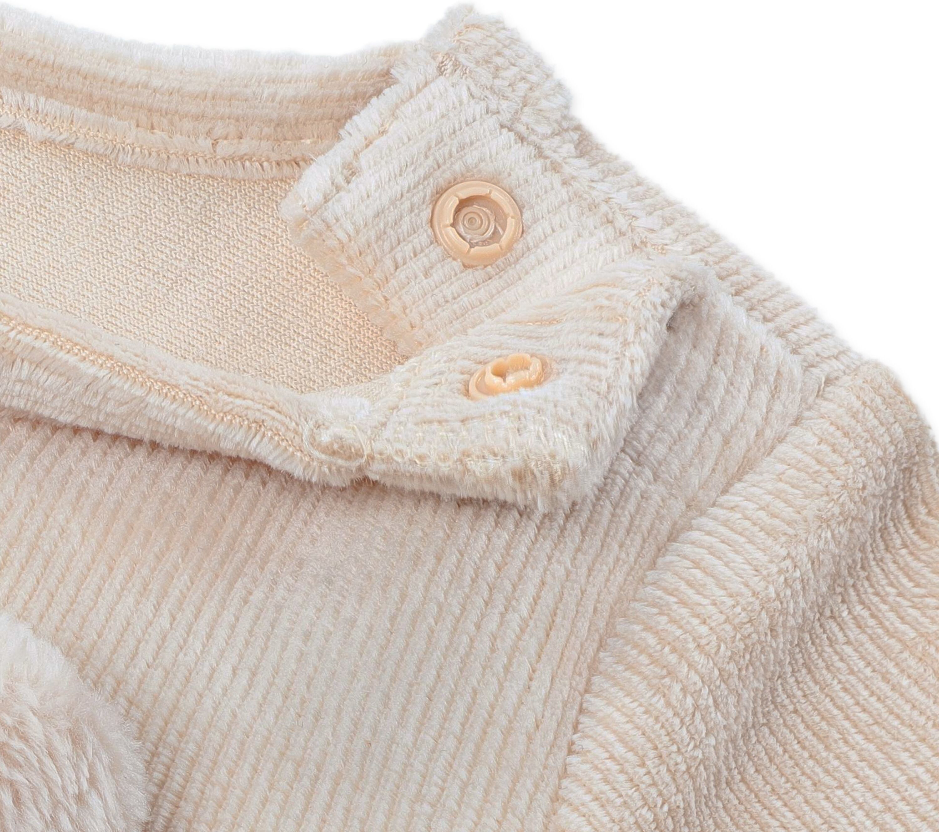 Strampler HUGGIES BABYWEAR "HUGN FOOTED COVERALL", Jungen, Gr. 3 (6M/68), N-Gr, beige (granola), Cord, Obermaterial: 95% Polyester, 5% Elasthan, lang, Rundhals, abgesteppt, Overalls Strampler, Cord in elastischer Qualität granola 3 (6M/68), N-Gr