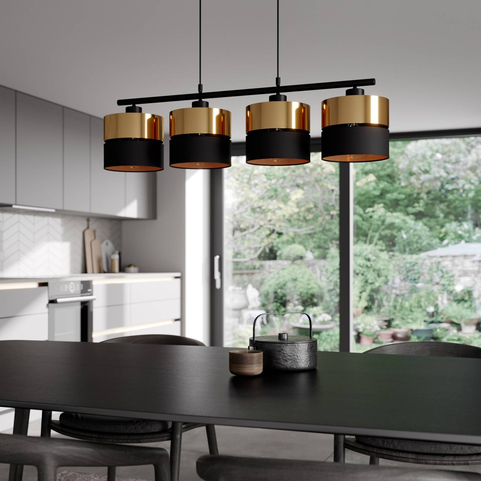 Hängelampe Hilton TK Lighting, dimmbar, schwarz, für Wohn- / Esszimmer, Metall, Modern, Pendelleuchte
