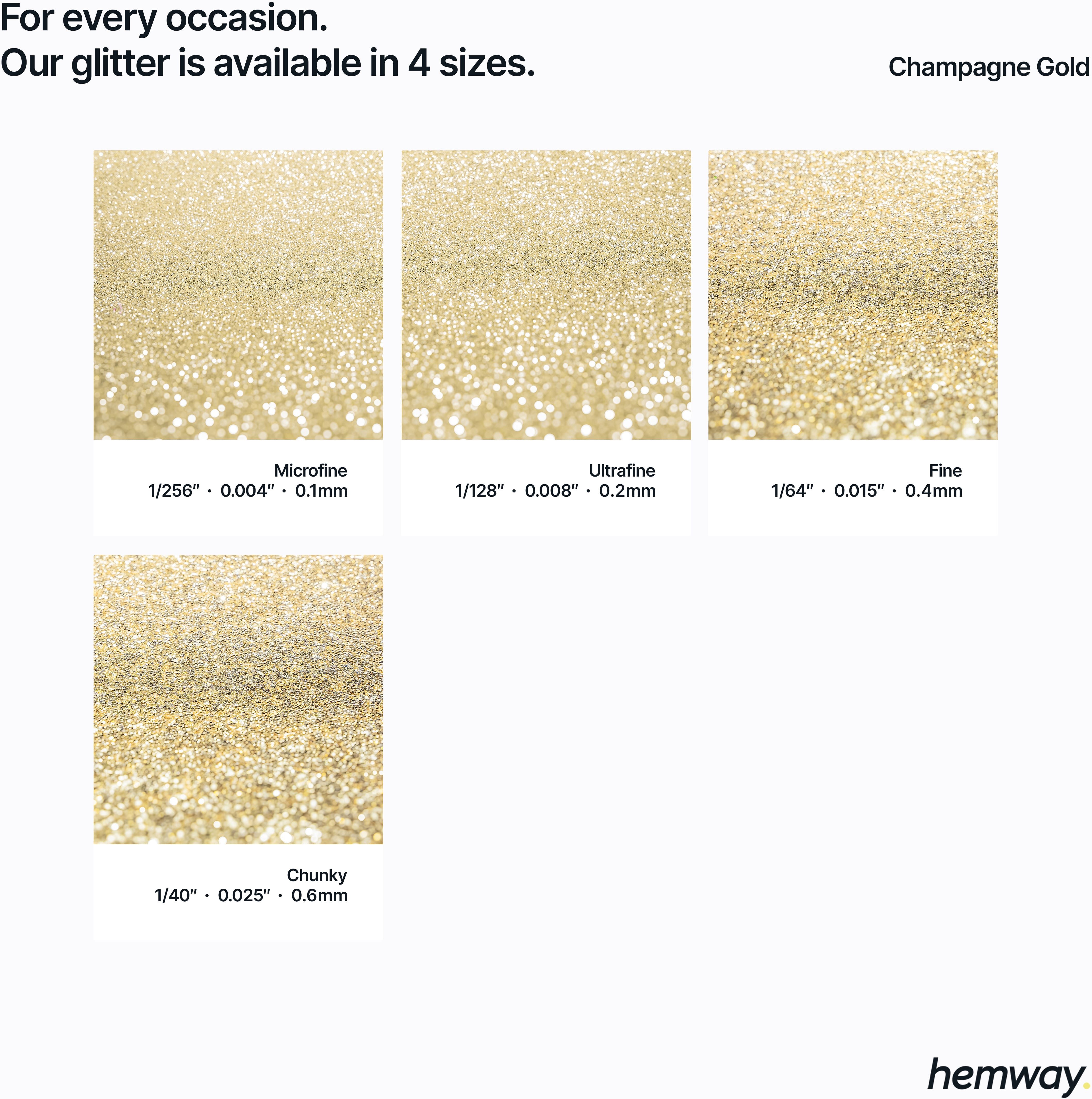 Hemway Glitter For Tile Grout 100g / 3.5oz   Champagne Gold   Waterproof   Fade Resistant - Champagne Gold - Fine 100g
