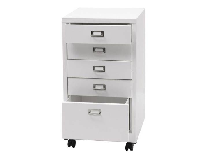 Armoire de bureau caisson a tiroirs en acier lamine a froid blanc 75 x 40 x 41 cm 5 tiroirs 04_0008269