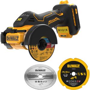 DeWalt Winkelschleifer DCS438N-XJ, Multimaterialschneider, 76 mm, 18V, mit 3 Trennscheiben