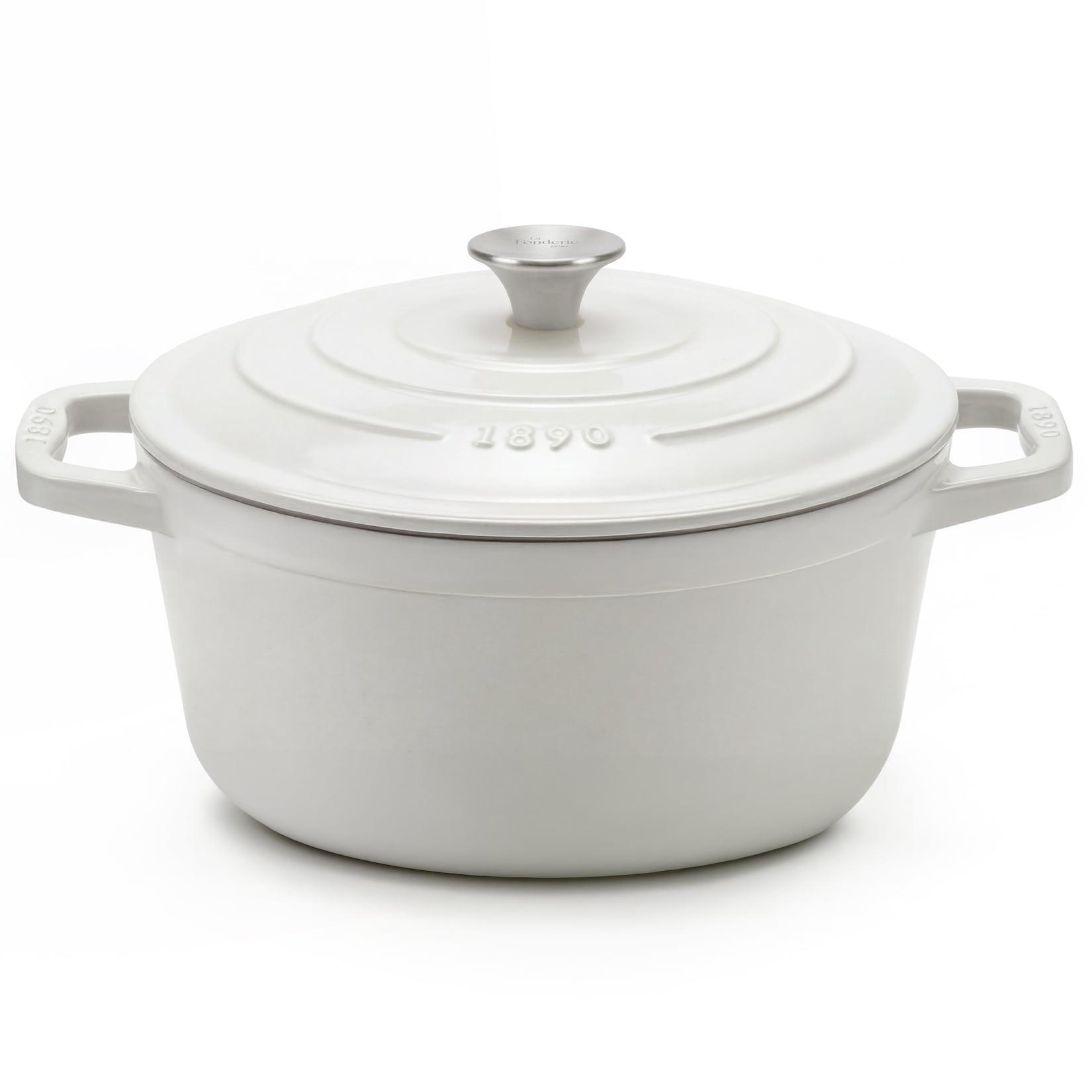 La Fonderie 1890 Runder Schmortopf IENA25 aus emailliertem Gusseisen 25 cm, Fassungsvermögen 4,7 L, Beige