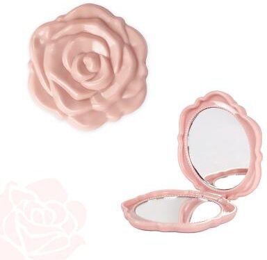 Fusion Finds Retro Rose Compact Makeup Mirror Double Sided Folding Pocket Mirror For Travel & Everyday Touch Ups nude