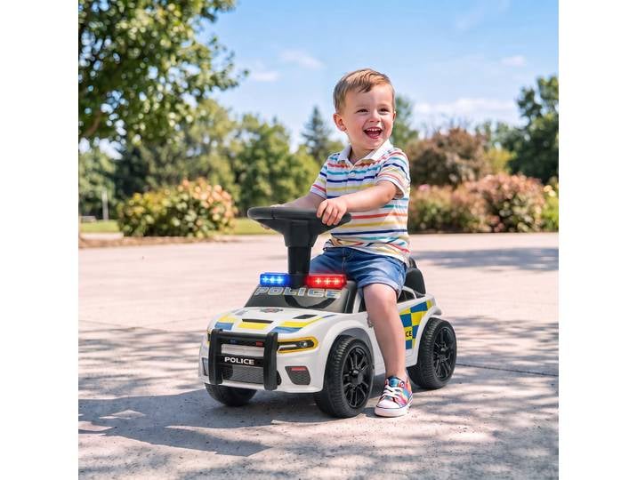 AIYAPLAY Voiture Pousseur Police Blanc Musique Lumière 18-36M