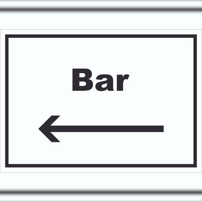 HB-Druck Bar Schild mit Text und Richtungspfeil links Pub Kneipe waagerecht A1 (594x841mm)