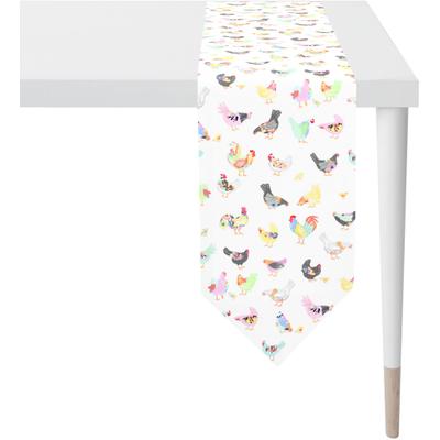 Tischband APELT "6501 HAPPY EASTER, Osterdeko, Ostern", bunt (weiß, bunt), B:25cm L:175cm, Baumwolle, Polyester, Tischdecken, Digitaldruck