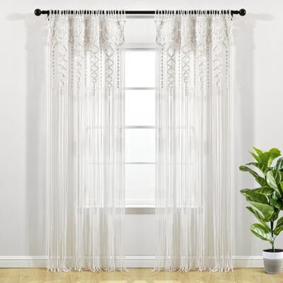Lush Decor Boho Macrame Textured Cotton Window Curtain/Room Divider/Doorway/Wall Decor