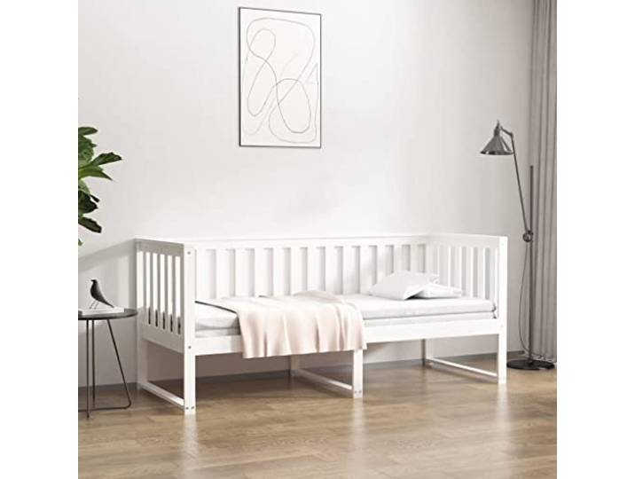 WDGJJFECNMUEHI Massives Kiefernholz Tagessofa Gästebett Weiß 80x200 cm Tagesbett Ohne Matratze Weiss 80x200 Massivholz Kiefer Gästebett Schlafsofa Tagliege Multifunktional
