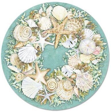 Counterart Glass Lazy Susan - Coastal Wreath - 13x.033