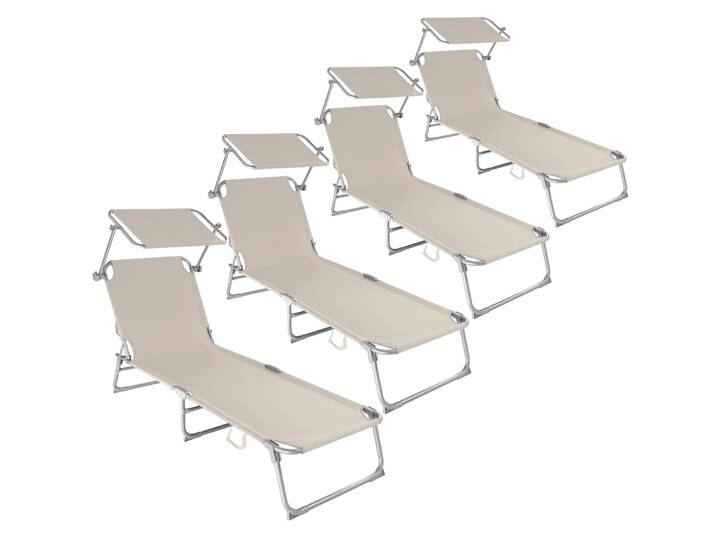 Lot de 4 transats acier - beige