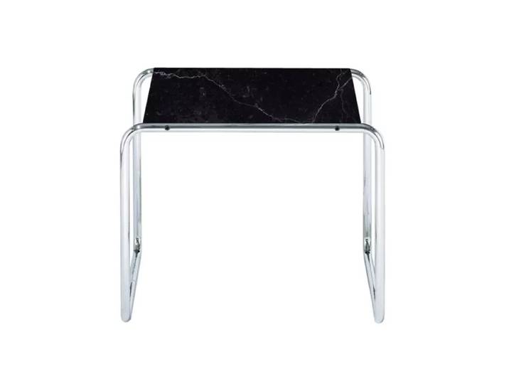 KNOLL table basse carrée LACCIO (Noir Marquina - Marbre et acier chromé)