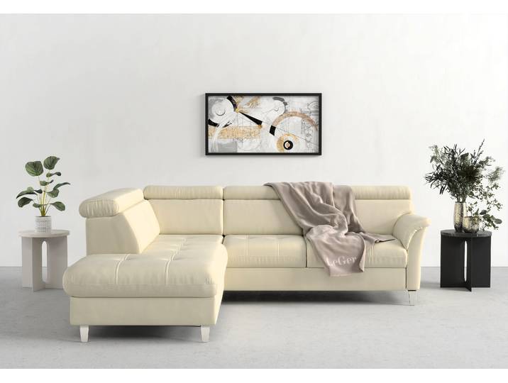 Ecksofa, Polyester, Beige, 252×216 cm, Kopfteilverstellung, Ohne Bettfunktion, Sit & More