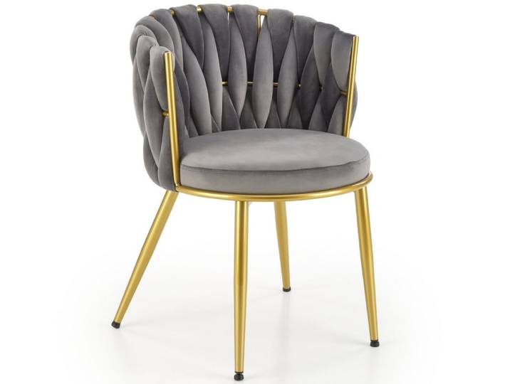 Chaise grise design avec pieds dorés