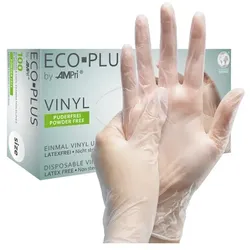 Einmalhandschuhe aus Vinyl Ampri Eco-Plus weiß S puderfreie Vinylhandschuhe, 100 Stück/Box