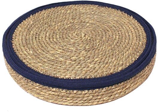 Leaf & Loom Set of 6 Navy Border Seagrass Placemats in Basket