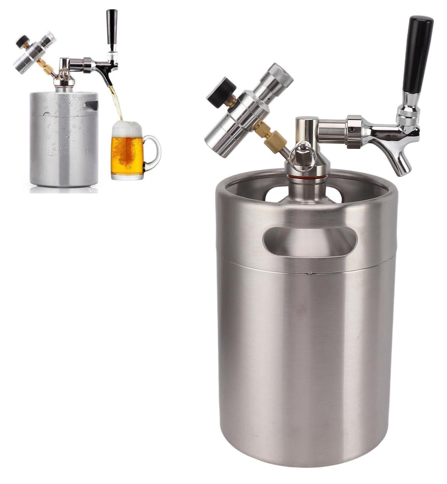 5L Mini Edelstahlfass mit Hahn, 150PSI-Manometer, Home Keg Kit
