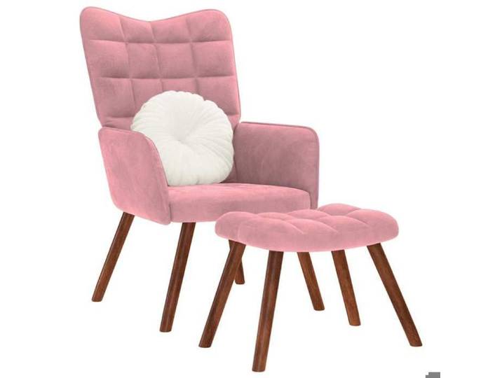 Chaise de relaxation vidaxl avec tabouret Rose Velours F417