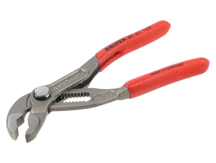 Knipex 87 01 125 SB Cobra® Hightech-Wasserpumpenzange mit rutschhemmendem Kunststoff überzogen grau atramentiert 125 mm