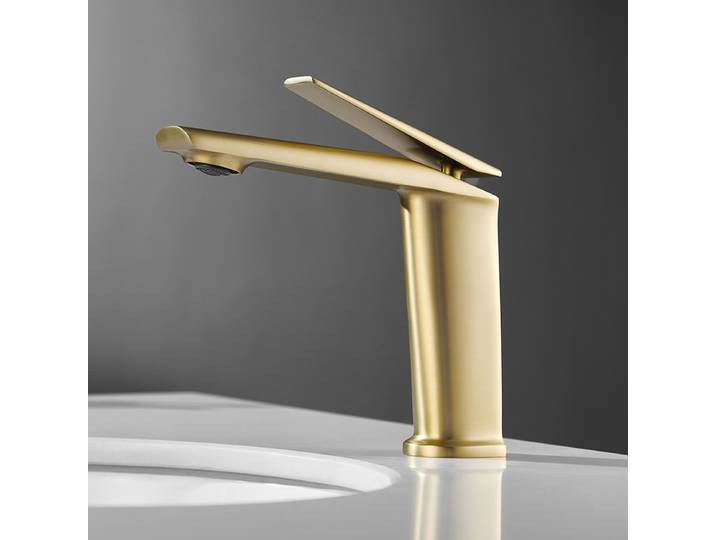 Robinet mitigeur d'eau chaude et froide en or brossé, robinet d'évier en cuivre, modèles modernes, accessoires de décoration de salle de bains