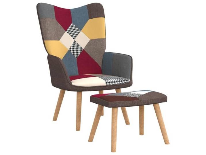 743NEW Multicolore BON Fauteuil Salon Fauteuil TV Chaise de relaxation TOP - Fauteuil Chaise Unique avec repose-pied Patchwork Tissu