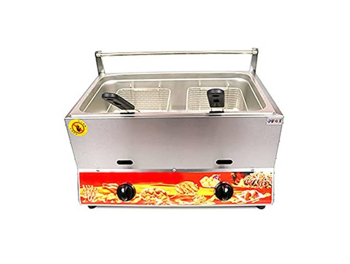 Gewerbliche Gas Fritteuse Edelstahl Fritteuse mit Frittierkorb und Deckel, Schnelles Erhitzen, Arbeitsplatte Öl Friteuse Für Restaurant Home für Brathähnchen und Pomm