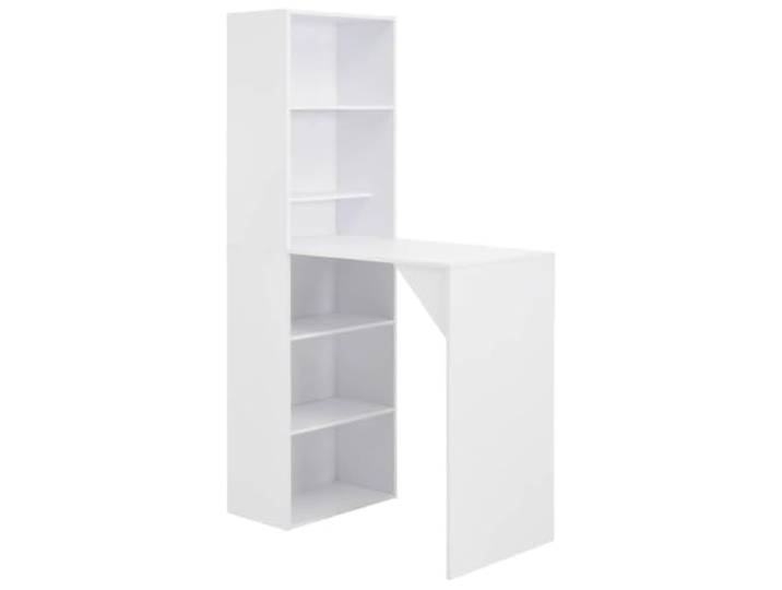 HAQWRDQSG Bartisch mit Schrank Weiß 115x59x200 cm Stehtisch Küchentisch Kompakter Stehtisch mit integriertem Regal für die Küche. Bietet praktischen Stauraum für Gläser und Flaschen.