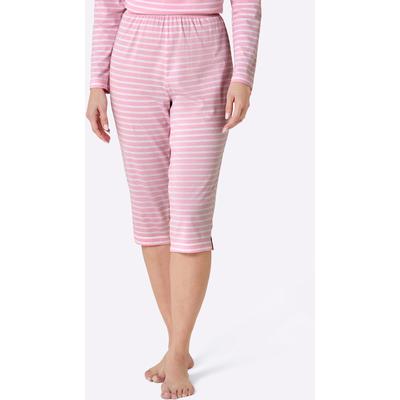 Caprihose WÄSCHEPUR, Damen, Gr. 36/38, Normalgrößen, rosa (rosé, weiß, geringelt), 100% Baumwolle, gemustert, gestreift, Hosen Caprihose