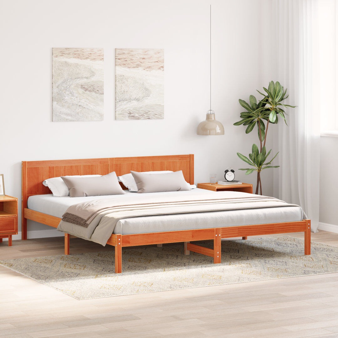 vidaXL Solid Wood Bed Frame Wax Brown 145.5cm x 195.5cm