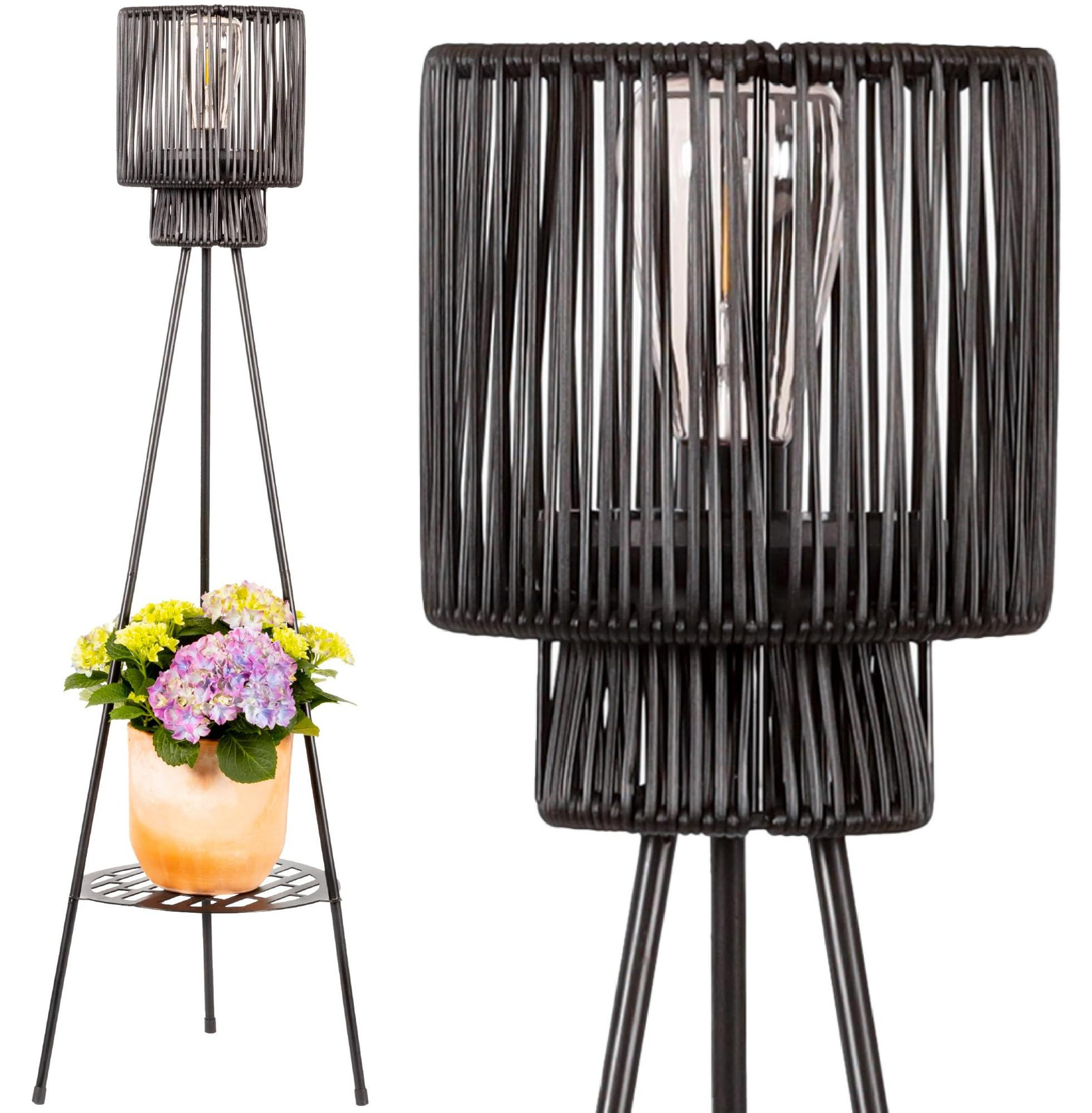 Gadgy Zonne-energie LED staande tuinlamp met bloemenbak voor tuin, balkon of terras