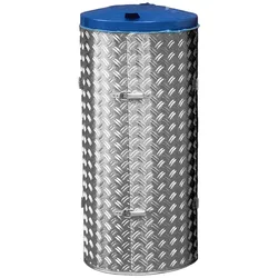 PROREGAL Kompakter Abfallsammler mit Türe | 120 Liter, HxBxT 99x43,5x43,5cm | Edelstahl | Alu-Duett-Blech | Deckel blau | Mülleimer Abfalleimer