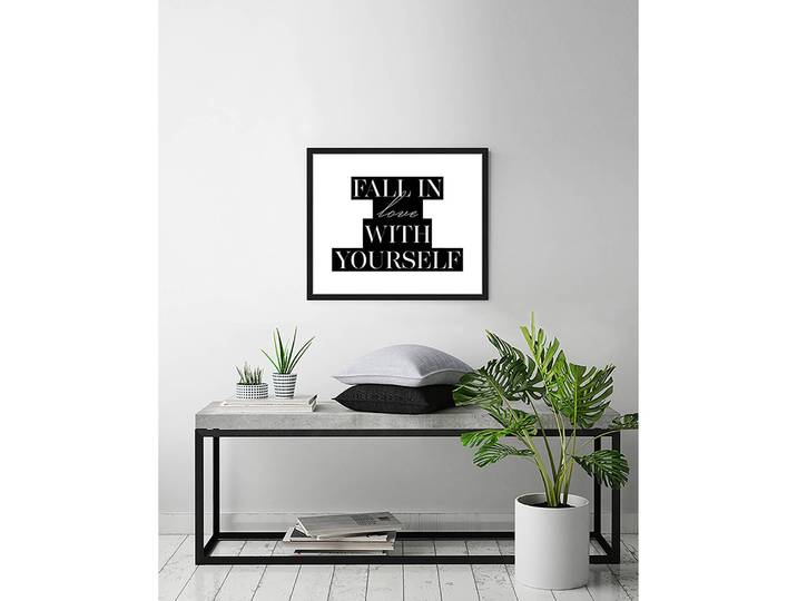 Bild Fall in love Rahmen: Massivholz Buche, lackiert Abdeckung: Plexiglas Schwarz 63 x 53cm