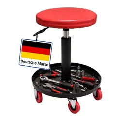 Relaxdays Werkstatthocker höhenverstellbar Fächer Rot