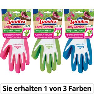 Spontex Arbeitshandschuhe Lady Garden Recycling, Latex-Beschichtung, farbig sortiert, Größe 6 / S