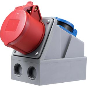McPower CEE-Steckdose 1300641, mit Schuztkontakt, 5-polig, Wandmontage, Aufputz, IP44 Spritzwasserschutz, 400 V, 16 A