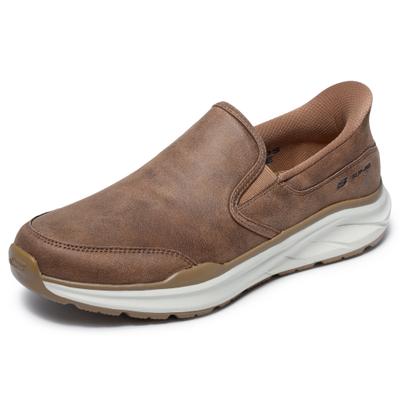 Slip-On Sneaker SKECHERS "EQUALIZER 6.0-ZORLO", Herren, Gr. 44, Textil, whiskey, Schuhe, Schlupfschuh, Halbschuh, Freizeitschuh, mit Memory Foam, Slip ins
