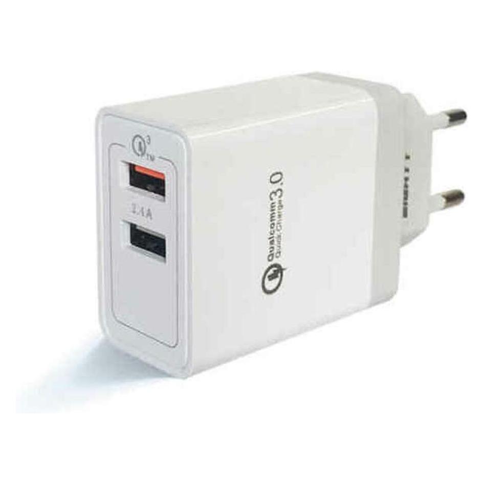 Eightt cargador usb qualcoom 3.0 18w para smartphone y tablet 2 puertos 5v 3a, 9v 2a, 12v 1,5a (18 W, 2 Ports) (EQC2V2)