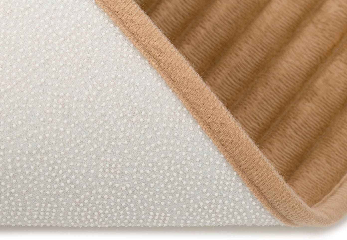 Gözze "Berlin" Höhe 7 mm rutschhemmend beschichtet fussbodenheizungsgeeignet Badteppich, Uni Farben, Cord Optik, waschbar sand rechteckig (50cm x 70cm )